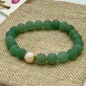 Green Aventurine Matte Frosted Quartz Beaded Genuine Gemstone Bracelet